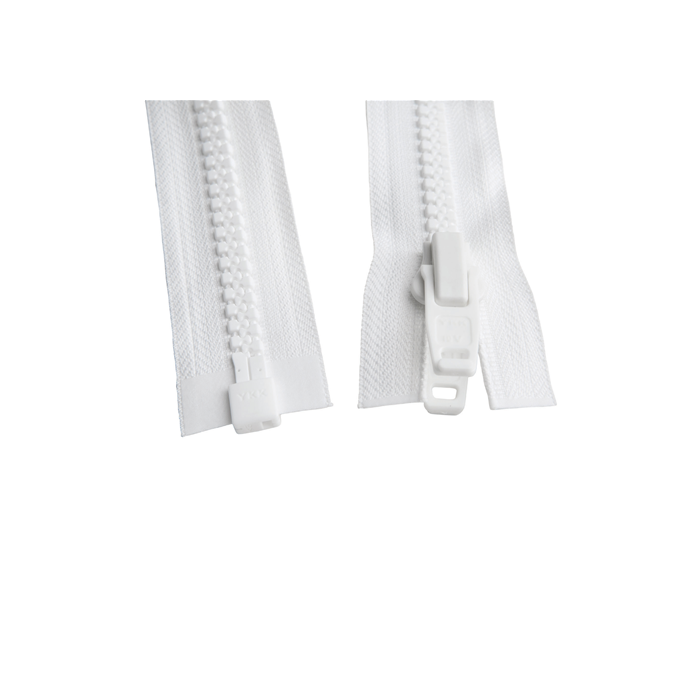 White divisible die-cast YKK zipper, chain 10mm