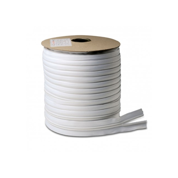 White continuous spiral YKK zipper, chain 5mm