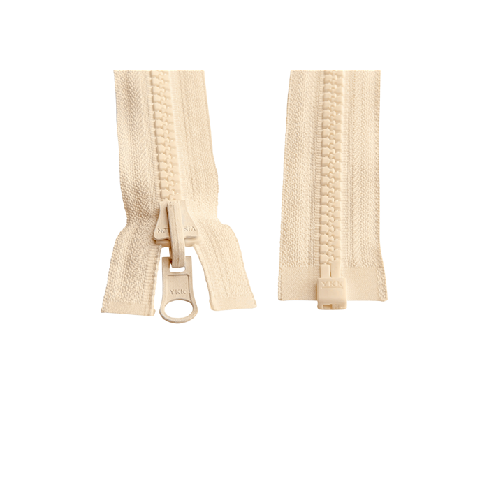 Beige divisible die-cast YKK zipper, chain 8mm