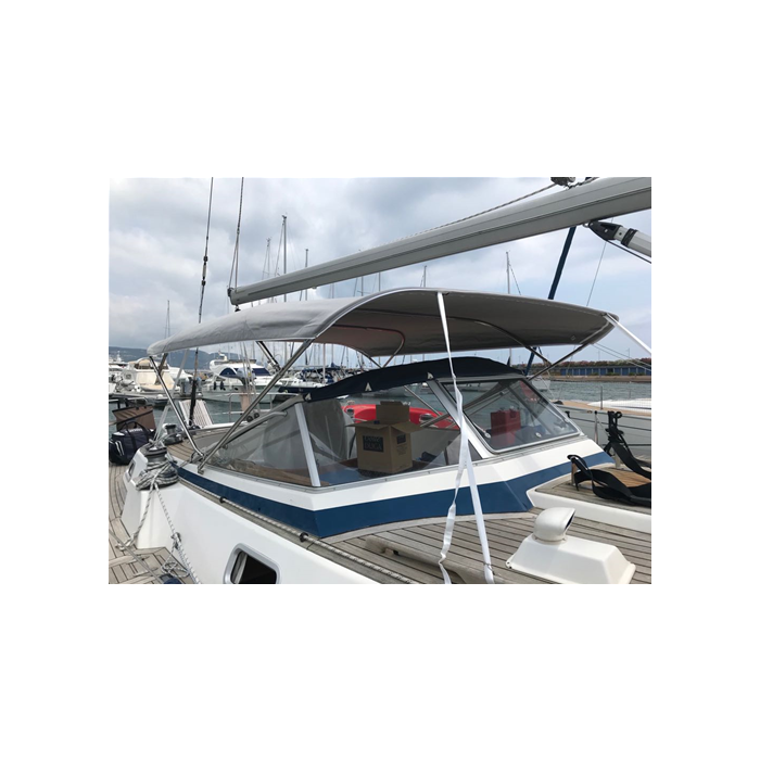 Toldo Bimini de acero inoxidable, 4 arcos para HALLBERG RASSY 43 MK1