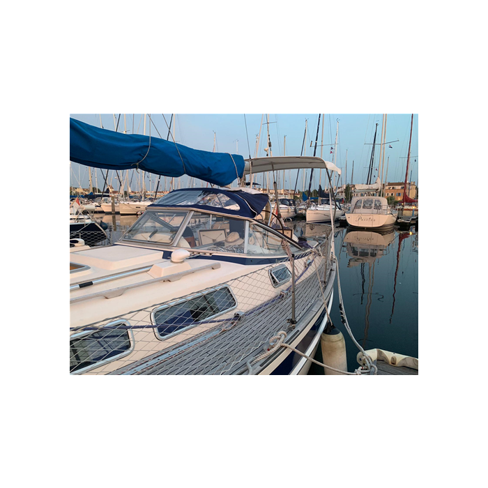 Toldo Bimini de acero inoxidable, 3 arcos para HALLBERG RASSY 34