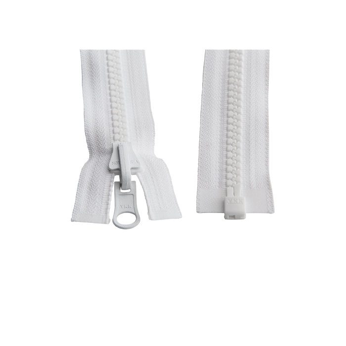 White divisible die-cast YKK zipper, chain 8mm