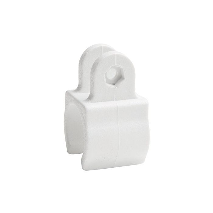 White nylon mounting clip for tube