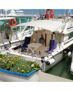 Toldo Bimini 3 arcos para BERTRAM CARIBBEAN 28 - Acero inoxidable Ø25mm
