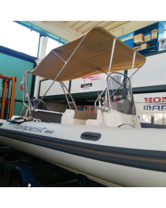Toldo Bimini telescópico de acero con 2 arcos y lona de poliéster para CAPELLI 650 Tempest